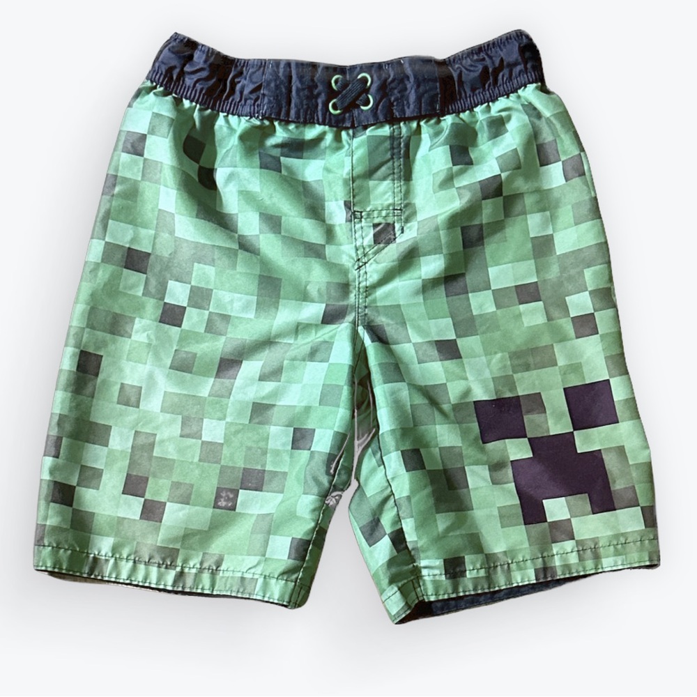 Minecraft Video-Themed Fun Times Gamer Boys Lined Swim Trunk ~ Boys M